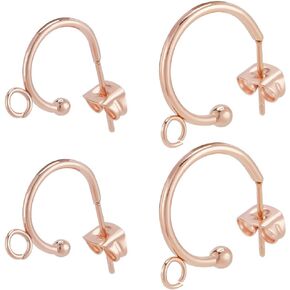 Beebeecraft 20Pcs 2 Size Half Hoop Earring Findings 24K Gold Plated Stainless Steel Huggie Earrings with Loop and Ear Nuts for Women DIY Jewelry Dangle Earring Making