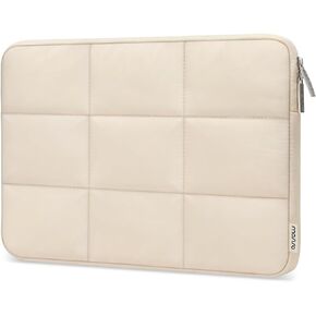 MOSISO Puffy Laptop Sleeve 13-14 inch, Compatible with MacBook Air/Pro 13.3, HP, Dell, Lenovo, Asus Notebook, Rectangle Quilted Puffer Laptop Carrying Case, Laptop Sleeve Case for Women, Sand