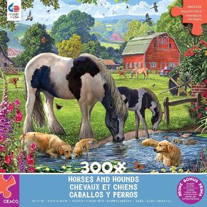 Ceaco - Horses and Hounds - 300 Oversized Piece Jigsaw Puzzle
