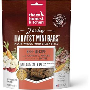 The Honest Kitchen Jerky Harvest Mini Bars: وصفة لحم البقر مع الجزر والتفاح، كيس 4 أونصة in Kuwait