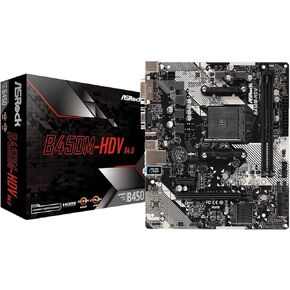 ASRock B450M-HDV R4.0 AM4 AMD Promontory B450 SATA 6Gb/s Micro ATX AMD اللوحة الأم