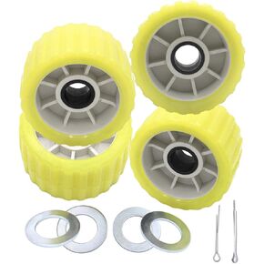 GHmarine 3" Width x 5" OD Boat Trailer Rollers Poly Ribbed Wobble Mounting Hole Diameter 1-1/8"