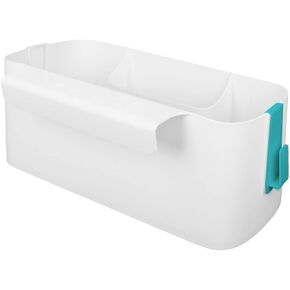 Ymeibe Bedside Caddy Hanging Basket Organizer with Hooks Dorm Bunk Beds Shelf Night Table Storage Holder for Remote Controls Magazines Phone Glasses Bottle (White)
