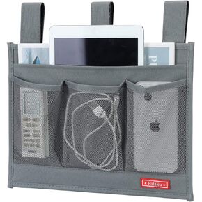 Falaku Hanging Bedside Caddy,Bedside Organizer Caddy for Bed Rails(4 Pockets-Grey)