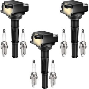 MAS Set of 3 Ignition Coil Pack & 6Pcs Iridium Spark Plugs Compatible with Toyota 4Runner T100 Tacoma Tundra Replacement for UF156 C1041