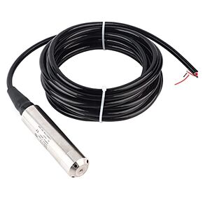 YB‑2J‑F Liquid Level Transmitter 5m Cable Water Level Sensor Detector 12‑32VDC 4‑20mA 304 Stainless Steel Liquid Level Sensor IP68 Throw-in Type Sensor Transmitter (0‑3m)