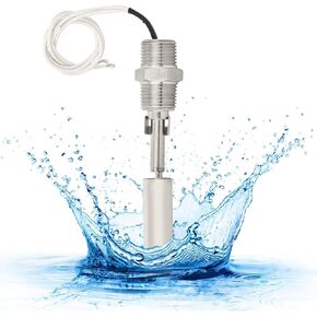 Liquid Level Float Sensor Switch, Water Floating Switch Side Mounted 304 Stainless Steel 1/2NPT Male Thread DC0-110V, Garden Pond Liquid Water Level Sensor Switch
