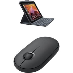 لوجيتك Slim Folio مع لوحة مفاتيح بلوتوث مدمجة لجهاز iPad (الجيل الخامس والسادس) - أسود in Saudi Arabia
