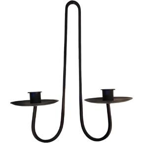 Wall Mounted Iron Candle Holder Double Arm, Set of 1