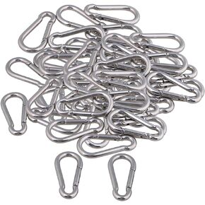 CNBTR M6 60mm 304 Stainless Steel Multifunctional Spring Snap Hook Quick Link Ring Set of 50