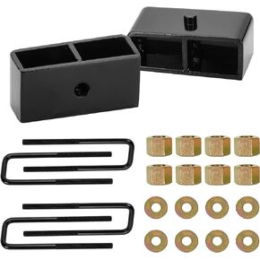 2" Rear Leveling Lift Kit for Chevy Silverado GMC Sierra 1500HD 2500HD 3500HD 2000-2010, 2inch Rear Lift Block Kit with U-Bolts for 2001-2009 Chevy Avalanche 2500 2000-2010 Suburban Yukon XL 2500