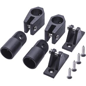 Boat Bimini Top Fittings Hardware,Black Nylon Marine Bimini Top Fittings,Awning Hardware Accessories 6 Set,Include 2 Pcs Boat Jaw Slide,2 Pcs Eye End Caps,2 Pcs Deck Hinge and Installation Screws