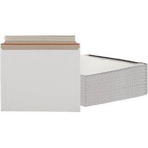 RHBLME 60 Pack Rigid Mailers, 13x9.6 Inch Cardboard Envelopes Self-Seal Cardboard Mailers, Stay Flat Mailers White Photography Mailers for Shipping CD, Photos, Document, Files, etc