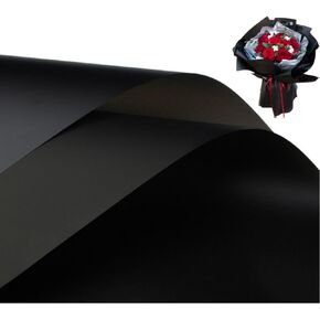 OPHRBU 20 قطعة من ورق تغليف الزهور بلون خالص، لوازم باقة الزهور لتغليف الزهور المقاومة للماء، والحرف اليدوية اليدوية، وتغليف الهدايا أو تغليف علب الهدايا لحفلات الزفاف (أسود) in Kuwait