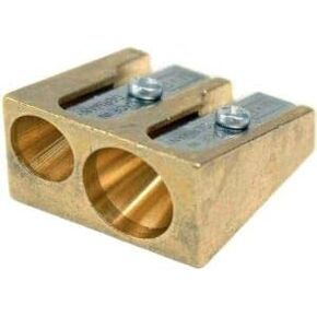 Mobius + Ruppert (M+R) Brass Artists Pencil Sharpener - choose from 4 shapes! Made in Germany - finest in the world! (603 - Double Wedge)