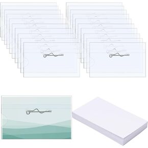 Anjmd 50 Pcs Pin Style Name Badge Holders Name Tags with Pins Clear Plastic Name Tag Holder Name Badge Holders with 50 Pcs Inserts Fit Card（3.54 x 2.16 inch)
