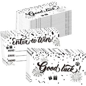 300 Pcs Enter to Win Raffle Tickets Cards 3.5 x 2 Inch Black Silver Entry Form Ticket Cards for Contest, Auction, Raffles, Ballot Box with Space for Name, Email Address Phone Number Fields (300)