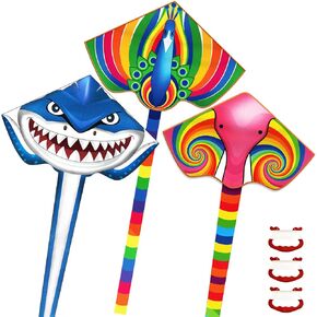 3 Pack/ 2Pack Large Delta Kites, Easy to Fly Kites for Kids Ages 4-8-12 and Adults, Single Line Beach Kite Outdoor Toys for Family Outside Games & Activities