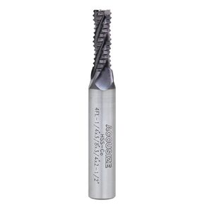Accusize Industrial Tools Standard Tooth M42 8% Cobalt TiAlN Roughing End Mill, 1/4" Diameter, 3/8" Shank Diameter, 3/4" Flute Length, 1102-0014
