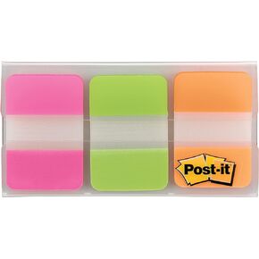 Post-it Tabs, 1 in, Solid, Pink, Green, Orange, 12 Tabs/Color, 36 Tabs/On-the-Go Dispenser (686-PGOT)