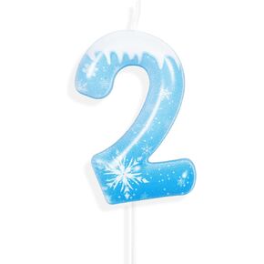White Frozen Snow Themed Birthday Candles, Snowflake Number 1 Birthday Candle for First Birthda Party Supplies, Snow Frozen Birthday Party Decorations, Number 1 Cake Toppers Decorations
