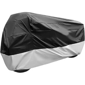 BAIONE Waterproof Motorcycle Dust Cover with Lock Holes for Indian Chief, Chieftain Roadmaster,Dark Horse, Springfield, 116 Inches XXXX Large(Black and Silver)