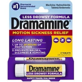 Dramamine Less Drwsy Tab Size 8 Ct Dramamine Less Drwsy Tab New 8