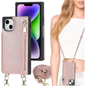 Cavor for iPhone 14 Plus Wallet Case with Card Holder for Women Men,Phone Case for iPhone 14 Plus Case with Strap and Stand,Leather Shockproof Zipper Cover,Black