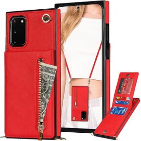 حافظة محفظة Ephoou Crossbody لهاتف Samsung Galaxy S20 FE (وليس S20) مع حامل بطاقة، غطاء محفظة قابل للإزالة لهاتف Samsung Galaxy S20 FE حافظة هاتف بسحاب ذهبي وردي