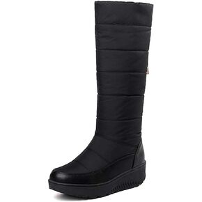 Aobaoya Women's Winter Snow Boots Warm Fur Lined Slip On Waterproof Mid Calf Boots Outdoor Rain Comfortable Long Boots
