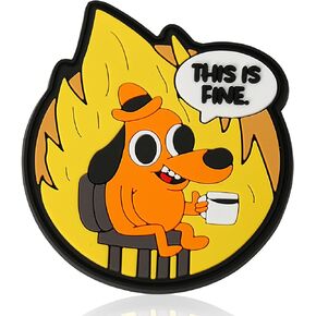 XMJY This is Fine Dog PVC Patch، 1 قطعة PVC المطاط ميمي معنويات التصحيح مع قفل هوك وحلقة، بقع تكتيكية مضحكة لحقائب الظهر والسترات والسترات والجينز والقبعات