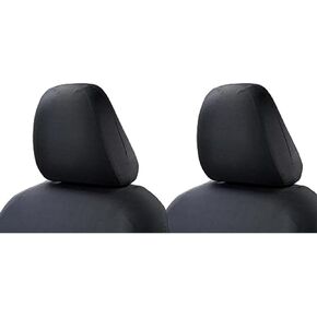 Fogfar 2 PCS Car Seat Headrest Cover, Knitted Fabric Dustproof Breathable Cover, Universal Elastic Opening Fully Surrounded Protective Decorative Accessories, Suitable for Most Car Models (Black)