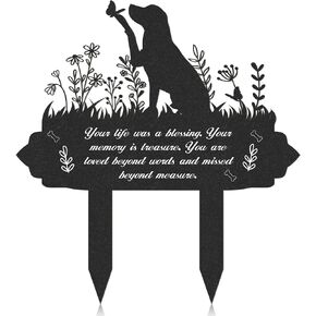 Rngmsi Memorial Pet Grave Markers- Metal Dog Pet Grave Markers Garden Grave Decorations for Cemetery Waterproof Grave Stakes Plaque Pets Headstone to Memorial Dog Garden Memorial Graves(13.4 x 12 in)