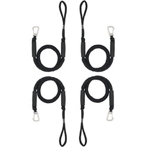 4 Pack Bungee Dock Lines Boat Accessories Bumpers Rope Mooring with Hook Loop for Anchor Docking Jet Ski Jetski Fishing Water Skis Bondaged Cord Sailboat Fender Clips Bass Tie Downs Kayak Canoe