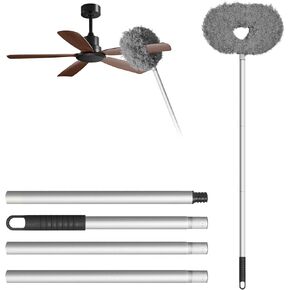 Storystore Ceiling Fan Cleaner Duster, Adjustable and Removable Fan Blade Cleaner from 13 to 49.7 Inches for High Ceiling, Fan Duster with Extension Pole for Window Top Bookshelves