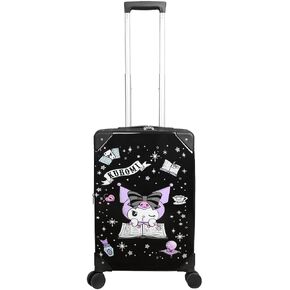 Bioworld Kuromi Black and Purple 20" Carry-On Suitcase With Wheels And Retractable Handle