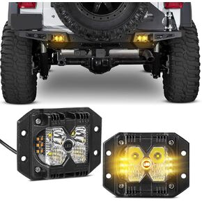 IGLDIPUO 2PCS Side Shooter LED Lights, 40W Flash Mount LED Pod Lights with Amber Solid Strobe Combo Beam Backup Reverse Off Road Lights for Truck ATV SUV Cars 4x4