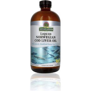 Nature's Answer Cod Liver Oil Liquid Supplement, 16-Fluid Ounces | Promotes a Healthy Heart & Brain | Cognitive and Cardiovascular Support | Great Tasting (Pack of 2)