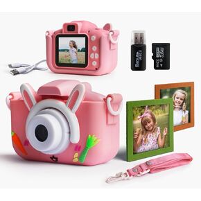 DIMARIE Kids Camera for Boys and Girls, Toddler Camera for Kids Age 3-12, Christmas Birthday Gifts for Kids, HD Video Digital Camera with 32GB SD Card, Cameras for Kids with Soft Blue Silicone Cover