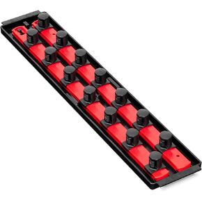 Ernst Manufacturing Socket Boss 2-Rail 3/4-Inch-Drive Socket Organizer, 19-Inch, Red