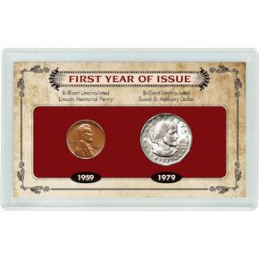 American Coin Treasures First Year of Issue Lincoln Memorial Penny and Susan B. Anthony Dollar
