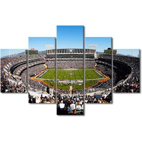 TUMOVO New York Wall Decor MetLife Stadium 5 Pieces Canvas Wall Art Pictures for Home Decoration American Football Game Paintings Prints Poster Home Decor Artwork Framed Ready to Hang (50" Wx24 H)