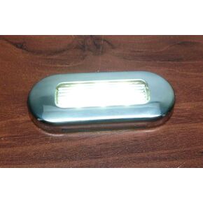 Marine Boat LED White Oblong Shape Courtesy Light 3" BY1.25 Stainless Steel Rim
