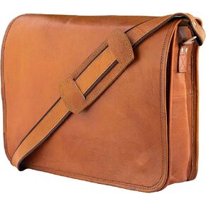 حقيبة كتف للكمبيوتر المحمول من الجلد الحضري - حقيبة يد بنية عتيقة مصنوعة يدويًا للرجال in Kuwait