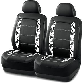 PIC AUTO Car Seat Covers for Front Seats, Black Seat Covers for Cars, Jacquard&PVC Fabric Front Seat Cover Set, Interior Covers for Most Cars, Trucks, SUVs (4PCS)