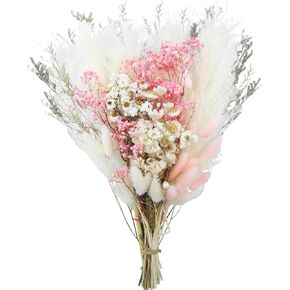 CITYES Natural Dried Pampas Grass Decor Dried Flowers Bouquet for Boho Home Decor Pink Bunny Tails White Pampas Grass Daisy Flower Baby's Breath for Wedding Floral Party Favors Table Centerpieces