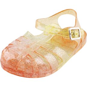 TANDEFLY Toddler Girls Jelly Sandals Soft Rubber Sole Closed Toe Beach Summer Shoes Princess Flat