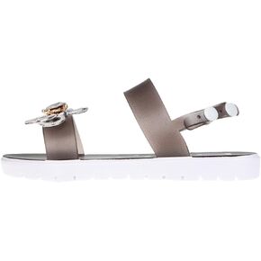 bebe Girl's PCU Sandals with Flower, Bow, and Rhinestone Details - Flat Sandals for Toddler/Little Kid/Big Kid