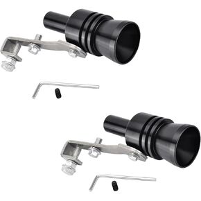 QODOLSI Pack-2 Turbo Sound Whistle Simulator, 4.0In x 0.9In Car Roar Maker Tail Pipe Whistle, Aluminum Turbo Sound Whistle Exhaust Muffler Sound Booster, Car Universal Styling Accessories (Black)