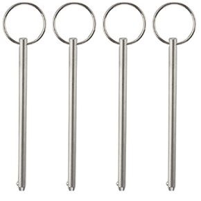 4 Pcs Long Quick Release Pin, Diameter 1/4"(6.3mm), Overall Length 4-3/4"(120mm), Usable Length 4.13"(105mm), Full 316 Stainless Steel, Bimini Top Pin, Marine Hardware